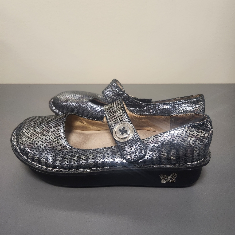ALEGRIA Womens Paloma Pewter Charmer Mary Jane Shoes Sz 38